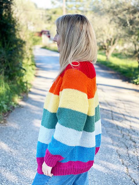 Rainbow Cardigan for Women, S-2X, knit-e4-jpg