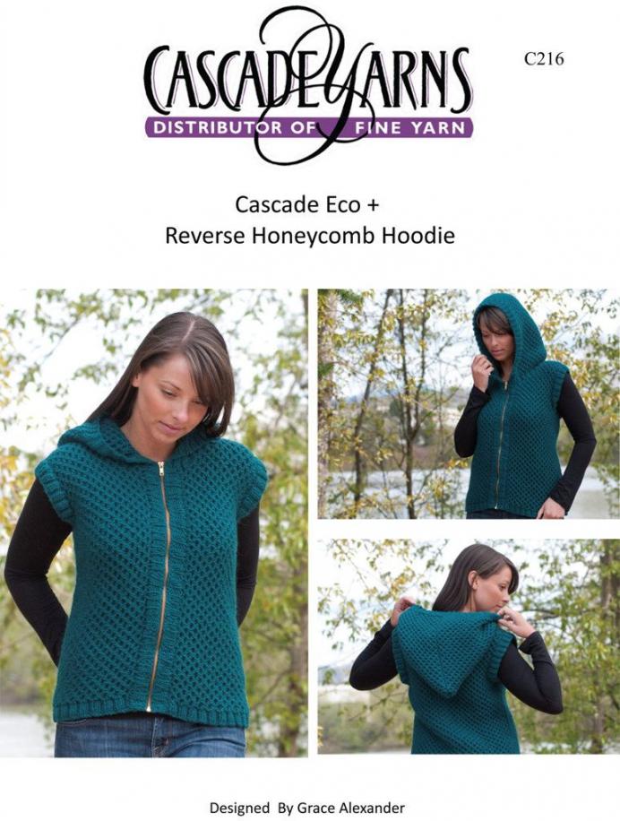 Reversible Honeycomb Hoodie for Women, 32&quot; to 44&quot;, knit-e2-jpg