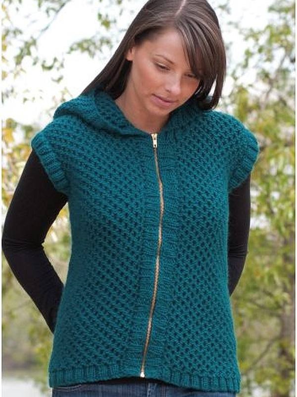 Reversible Honeycomb Hoodie for Women, 32&quot; to 44&quot;, knit-e3-jpg
