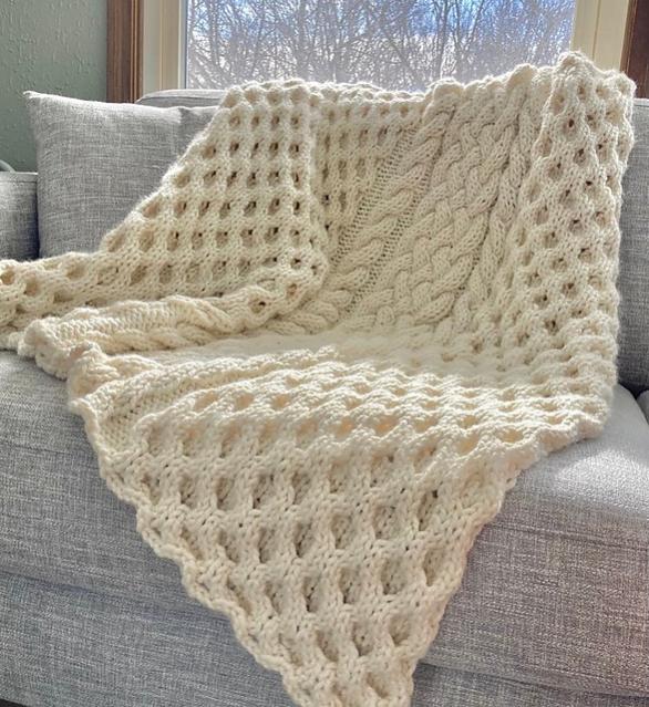 Winter Bees Knit Cable Throw, knit-a1-jpg