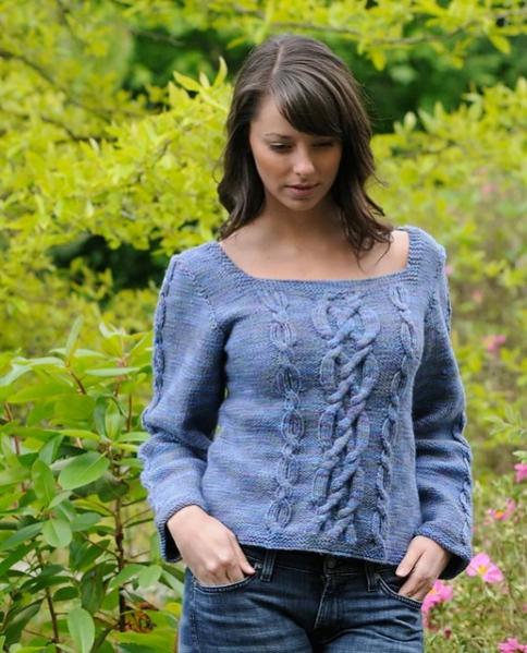 Cabled Variegations Pullover for Women, 37&quot; to 44&quot;, knit-d1-jpg