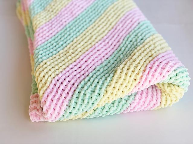 Pastel Stripes Baby Blanket, knit-a1-jpg