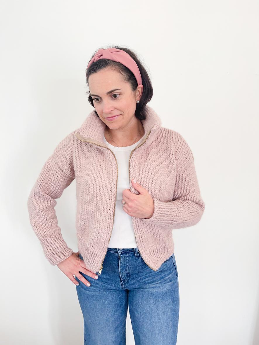 Pink Wildflowers Sweater for Women, 38&quot; to 60.5&quot;, knit-a1-jpg