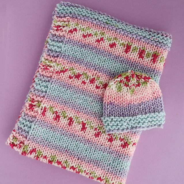 Pretty Blooms Baby Blanket and Hat, Newborn, knit-d2-jpg
