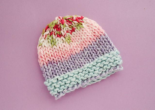 Pretty Blooms Baby Blanket and Hat, Newborn, knit-d3-jpg