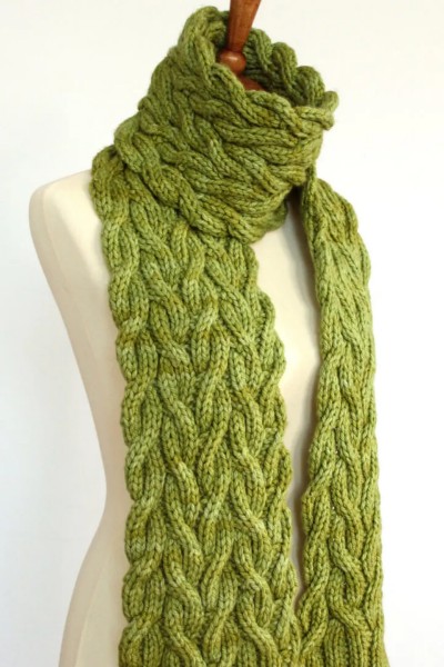 Meadow Vine Reversible Cable Scarf, knit-a1-jpg