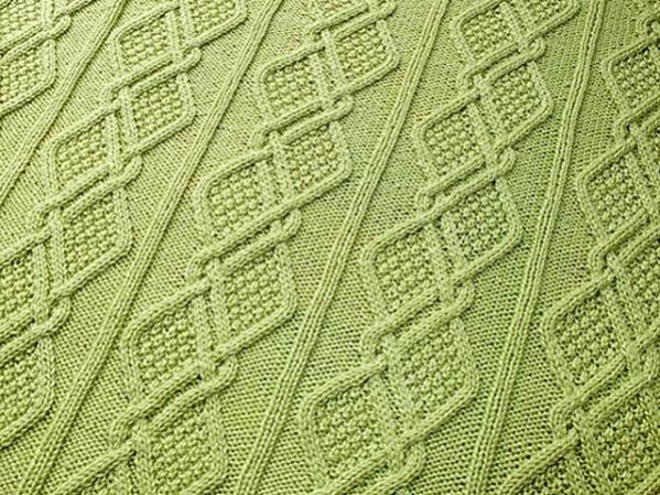 Moss Diamonds Cabled Baby Blanket, knit-q2-jpg