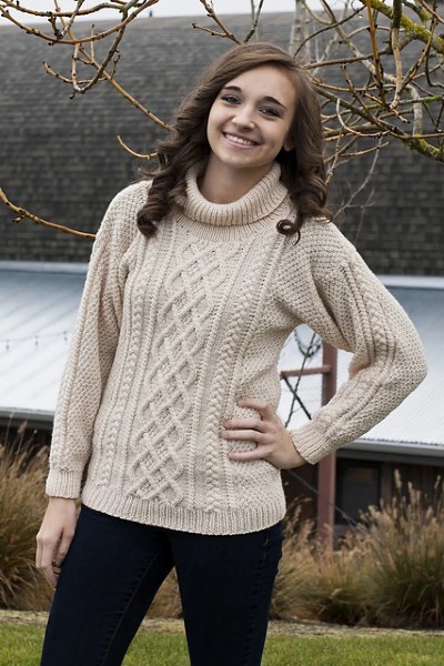Lattice Knit Sweater and Hat for Women, 37&quot; to 49&quot;, knit-d1-jpg