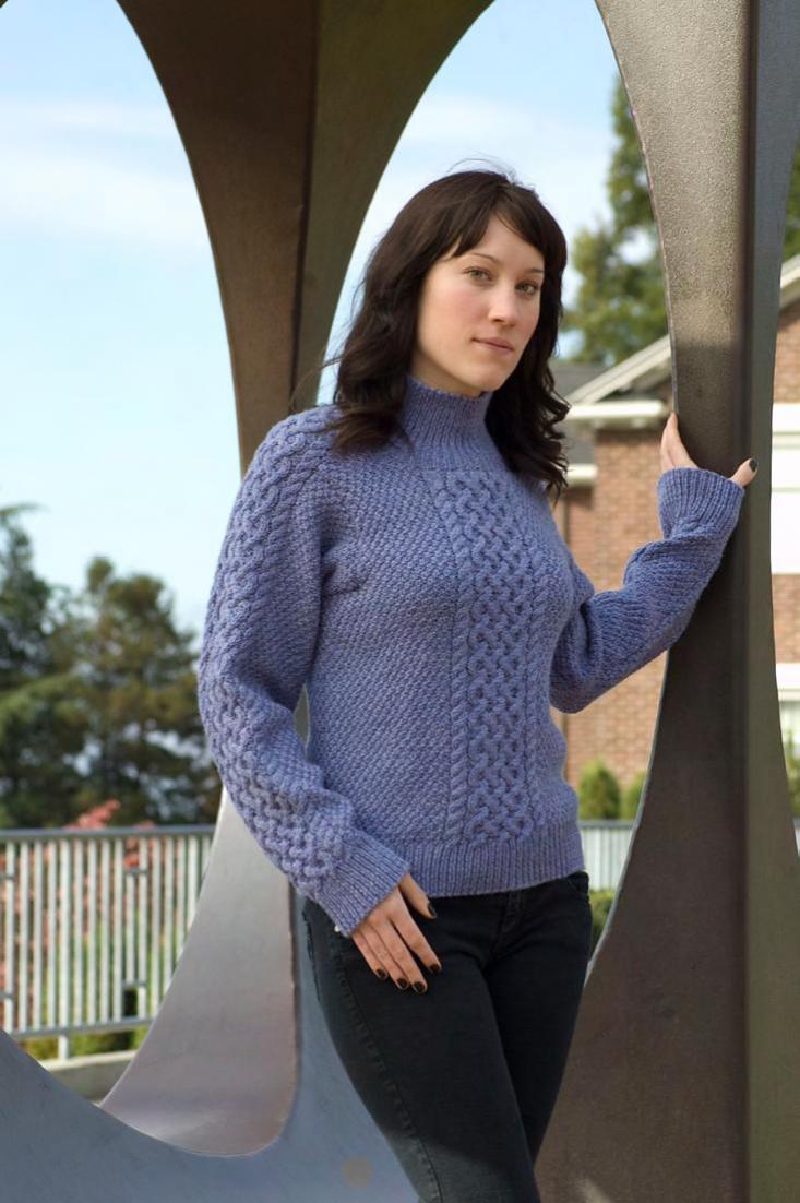 Traditional Aran Pullover for Women, S-2X, knit-e1-jpg