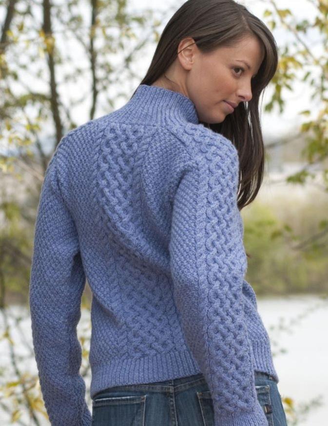 Traditional Aran Pullover for Women, S-2X, knit-e3-jpg