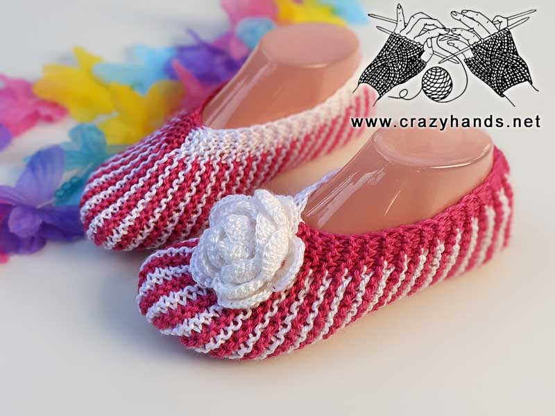 Flat Knit Slipper Socks on Straight Needles, knit-e3-jpg