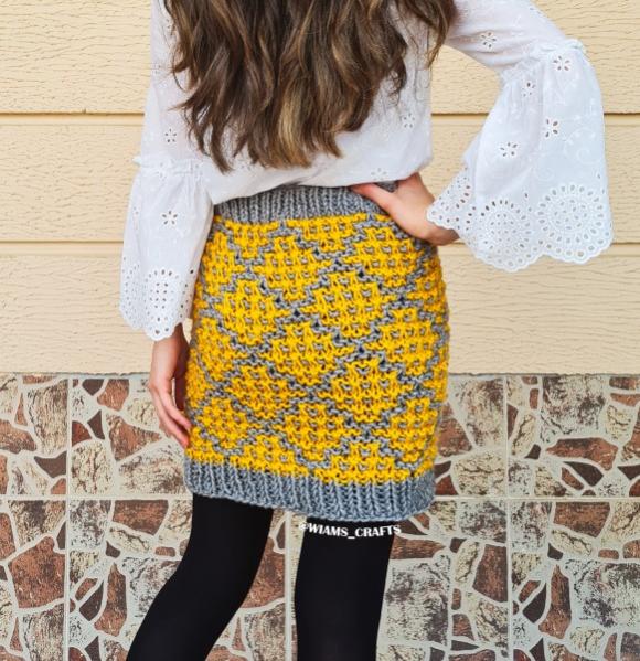 Mosaic Tiles Skirt for Women, XS-3XL, knit-y1-jpg