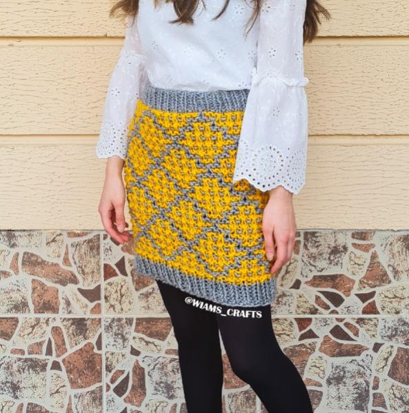 Mosaic Tiles Skirt for Women, XS-3XL, knit-y2-jpg