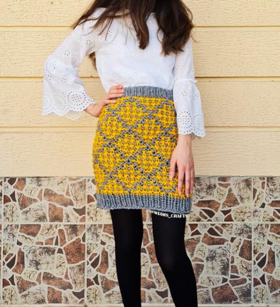 Mosaic Tiles Skirt for Women, XS-3XL, knit-y3-jpg