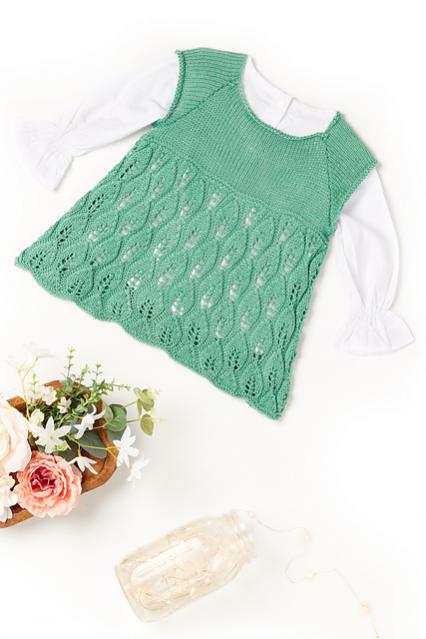 Leaf Lace Dress for Girls,  Newborn to 24 mos, knit-a1-jpg