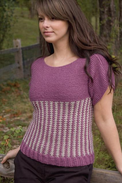 Slip Stitch Short Sleeve Top for Women, S/M/L (K)-s1-jpg