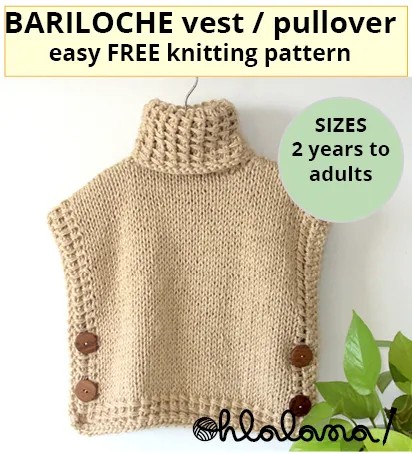 Bariloche Vest/Pullover for children, 2-14 yrs, adult, S-XXXL, knit-a1-jpg