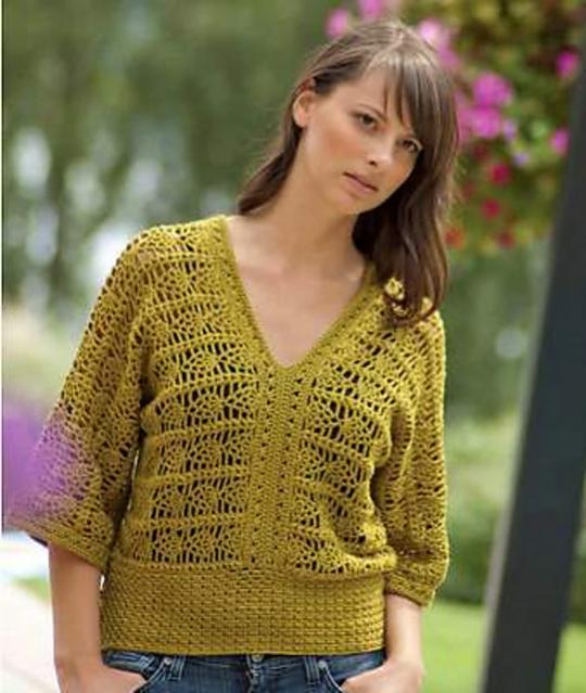 Crocheted Pineapple Top for Women, 32&quot; to 60&quot;, knit-e1-jpg