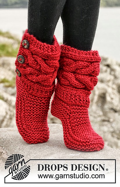 Rewritten Cable Slippers, size 5 to 10, knit-d1-jpg