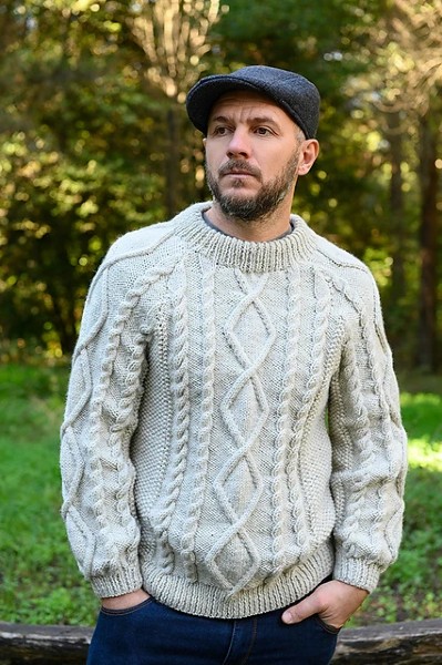 Graham's Aran Sweater for Men, S-1X, knit-a1-jpg