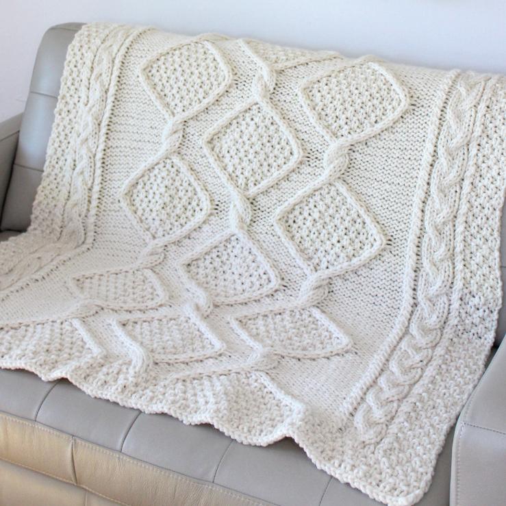 Diamond Heights  Cable Blanket. knit-e3-jpg