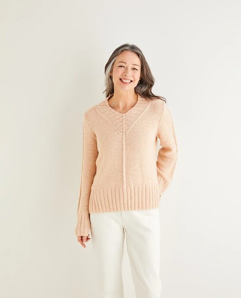 Ribbed Deep V Sweater for Women, 32&quot; to 65&quot;, knit-s1-jpg