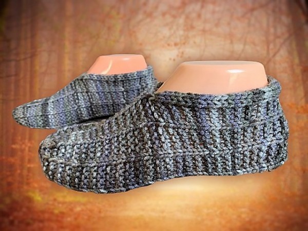 Long Cuffed Slippers and Rolled Cuff Slippers, men 6-18, women, 5-12, knit-e4-jpg