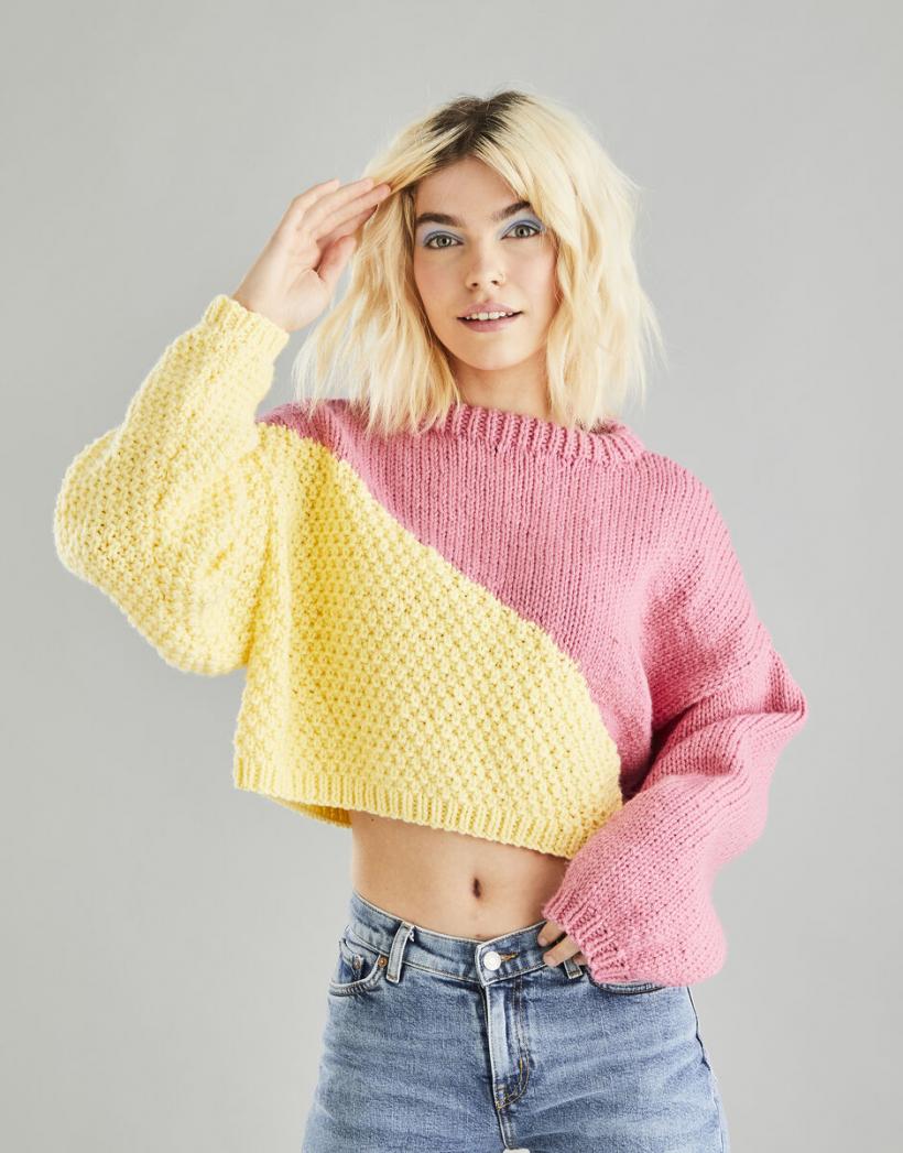 Contrast Cropped Sweater for Women, S-XXXL-d1-jpg