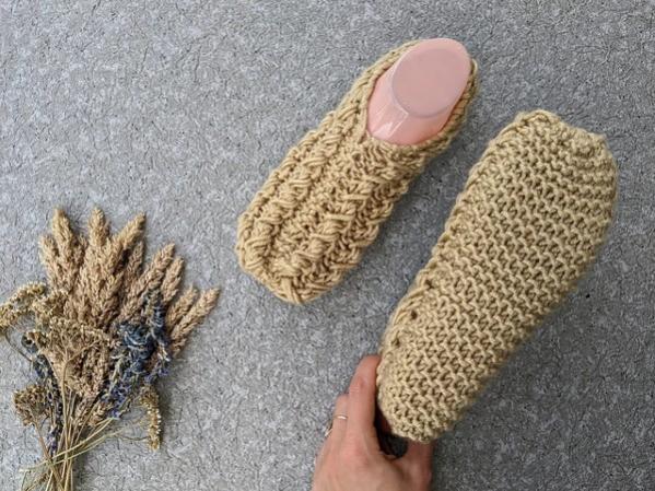 Two Flat Knit Slipper Socks for Women, size 6-8-e2-jpg