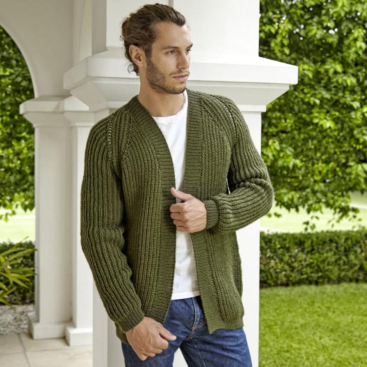 Pure Wool Entwined Ribbed Jacket for Men, S-XL, knit-e1-jpg