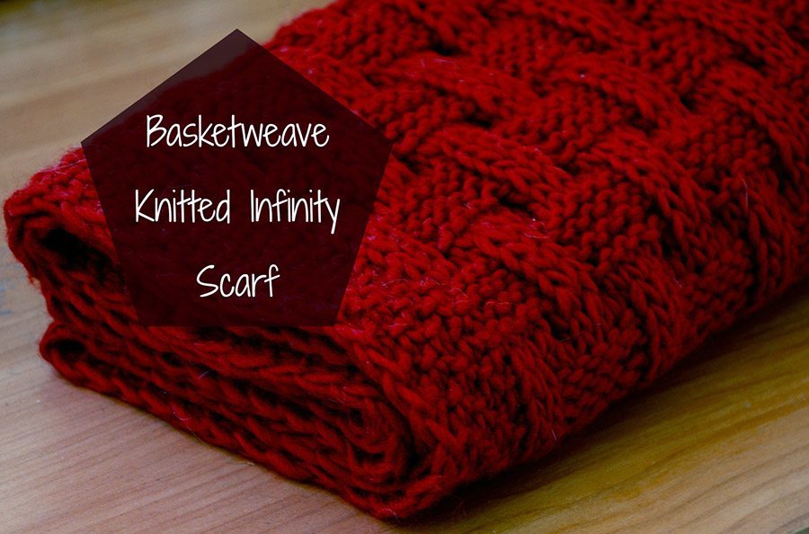 Basketweave Knitted Infinity Scarf, knit-s1-jpg