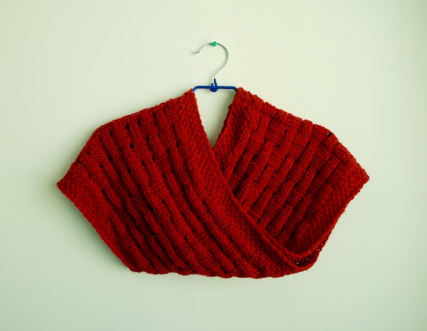 Basketweave Knitted Infinity Scarf, knit-s2-jpg