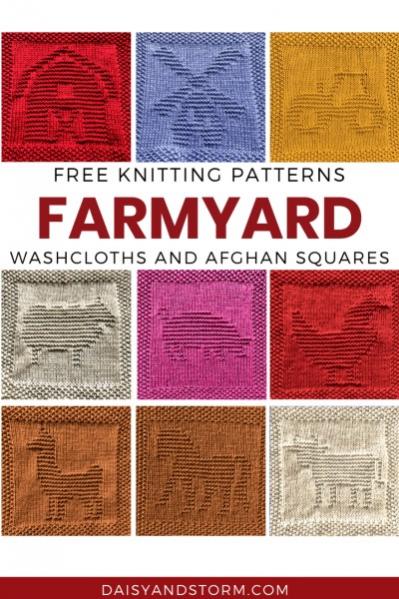 Free Farmyard Themed Dishcloth and Afghan Square-e1-jpg