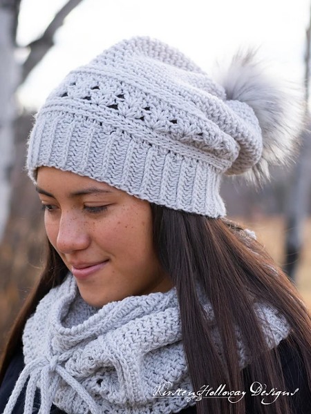Misty Hollow Slouch Hat, Cowl and Mittens-w1-jpg
