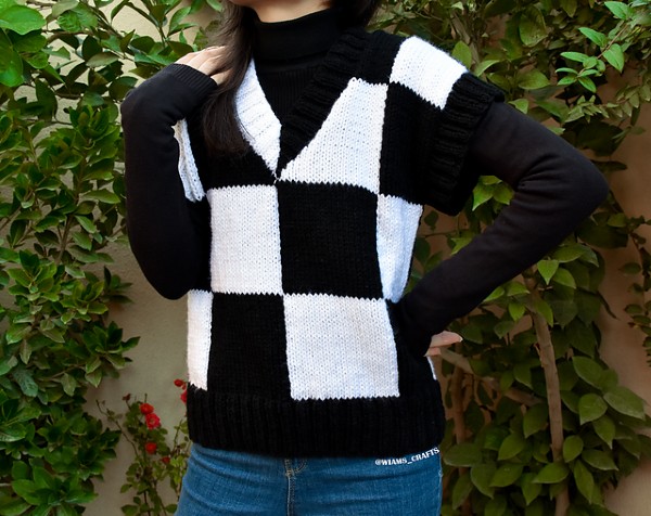 Wednesday Checkered Vest for Women, XS-4XL, knit-a3-jpg