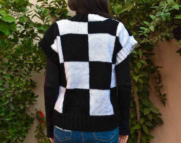 Wednesday Checkered Vest for Women, XS-4XL, knit-a4-jpg