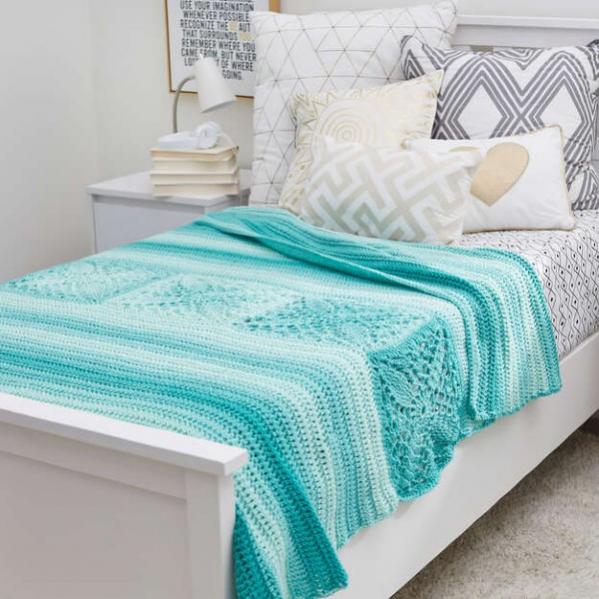 Pretty Squares in-a-row Bed Throw-w1-jpg