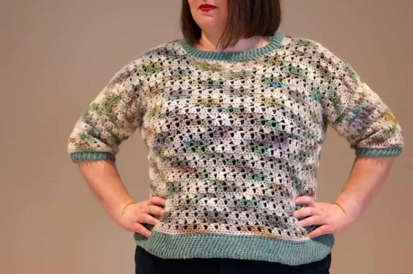 3/4 Sleeve Crochet Sweater, XS-5X-w1-jpg
