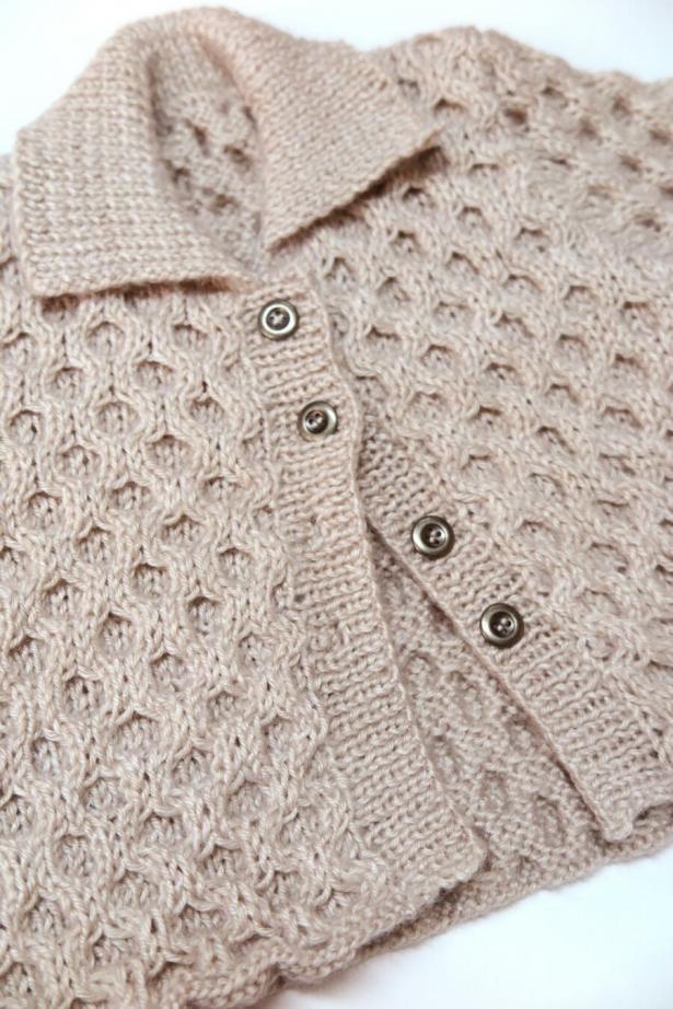 Honeycomb Jacket for Baby, Newborn to 24 mos, knit-s2-jpg