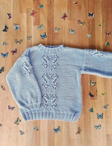Lace Butterflies Sweater. 4-12 yrs, knit-e1-jpg