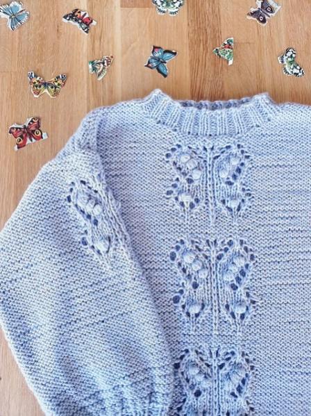 Lace Butterflies Sweater. 4-12 yrs, knit-e2-jpg