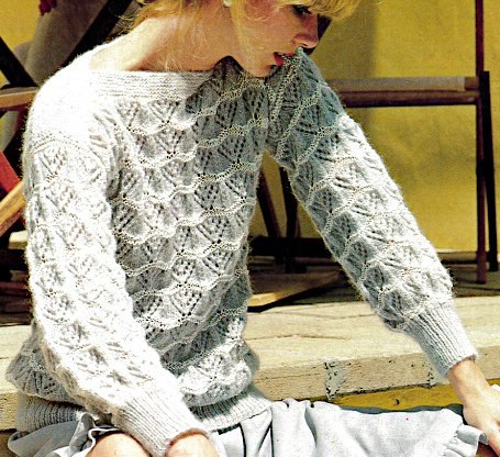 Fan Pattern Sweater, XS-L, knit-a1-jpg