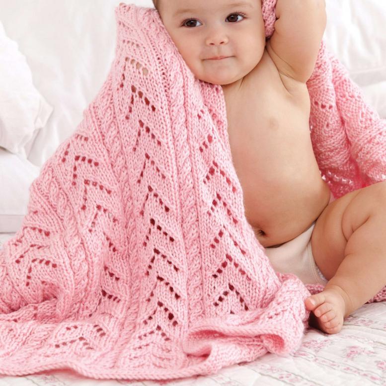 Little Girl Pink Baby Blanket, knit-s1-jpg