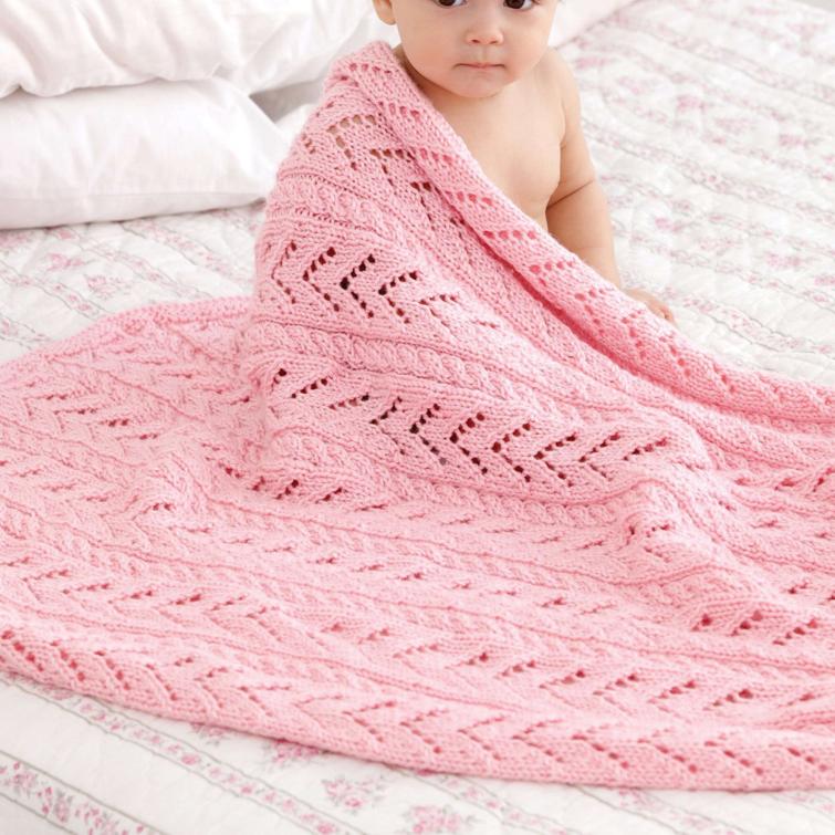 Little Girl Pink Baby Blanket, knit-s2-jpg