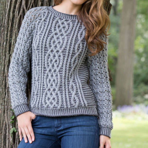 Two Tone Cable Sweater, S-2X, knit-e1-jpg