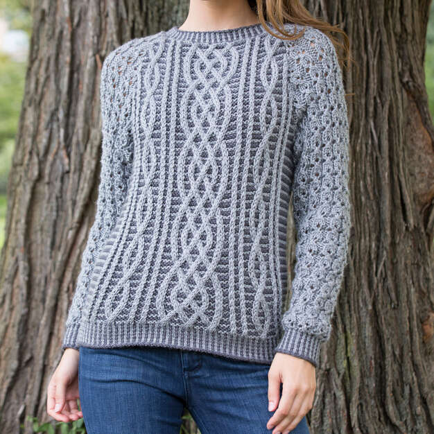 Two Tone Cable Sweater, S-2X, knit-e2-jpg