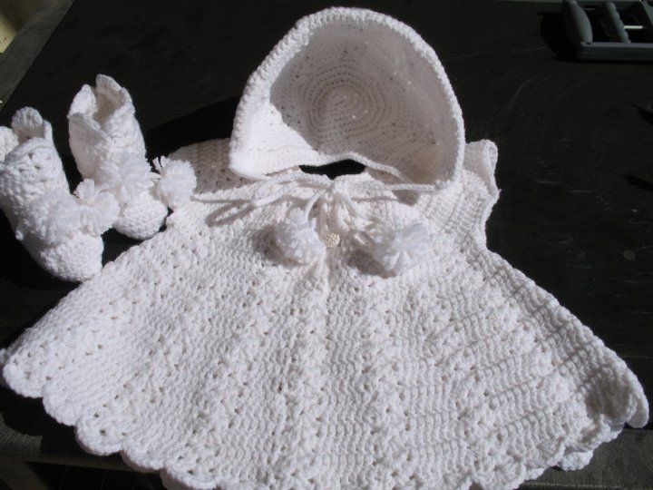 Some of my hand made items--so much fun-white-dress-hat-booties-baby-girl-jpg