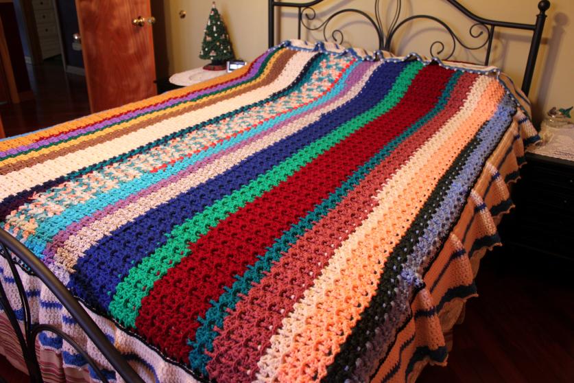 Some projects I did this past winter. Gramma Liza-multi-colored-queen-size-blanket-jpg