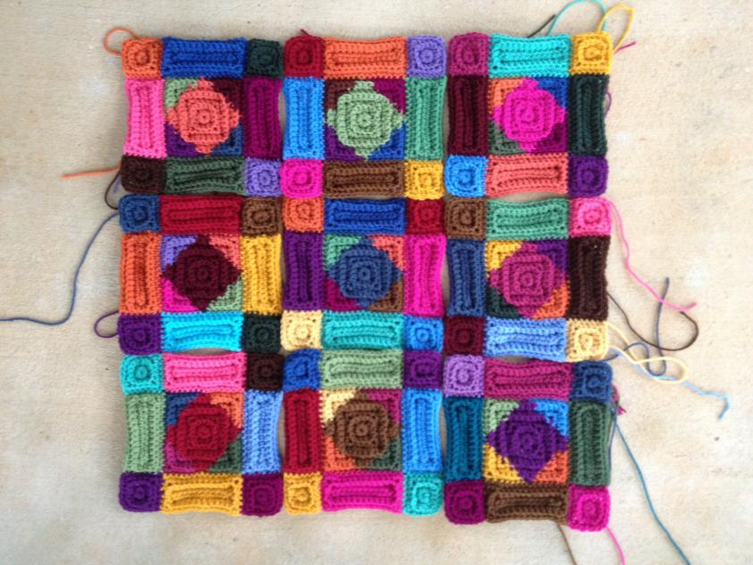 Continued progress on my State Fair project-multi-color-motif-nine-patch-jpg